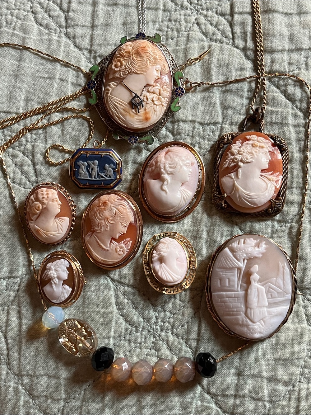 My Collection of 14K Gold cameos